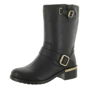 Vince Camuto Wendeema Black Leather Moto Boots